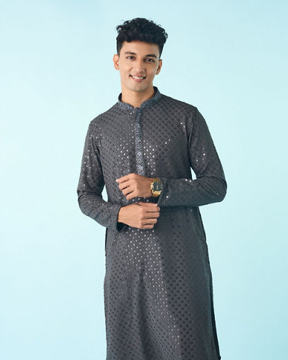 Diwas Men Dark Grey Splendor Kurta