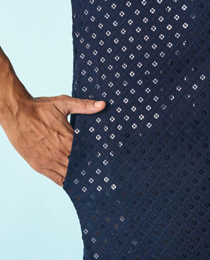 Diwas Men Dark Blue Viscose Elegance Kurta