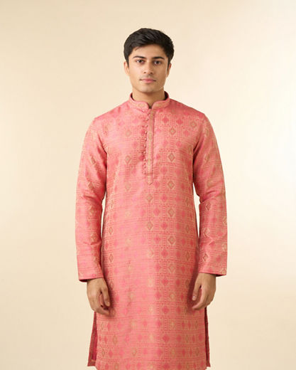 Diwas Men Pink Brocade Elegance Kurta