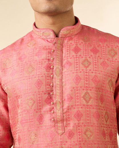 Diwas Men Pink Brocade Elegance Kurta