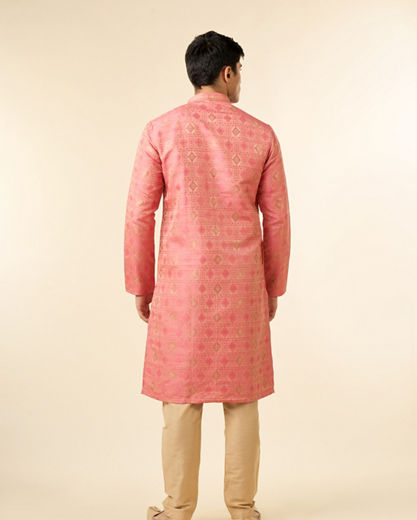 Diwas Men Pink Brocade Elegance Kurta