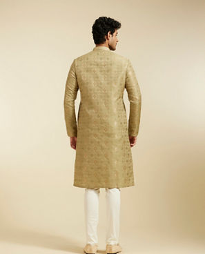 Diwas Men Pista Green Diamond Patterned Kurta with Potli Buttons