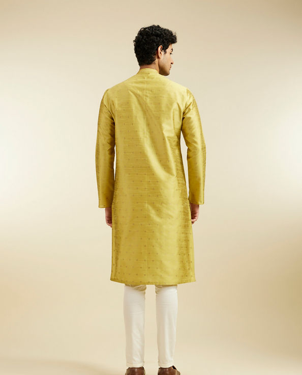 alt message - Diwas Men Mehndi Green Buta Patterned Kurta image number 4