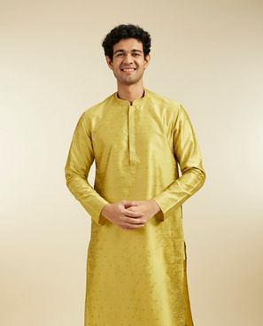 Diwas Men Mehndi Green Buta Patterned Kurta