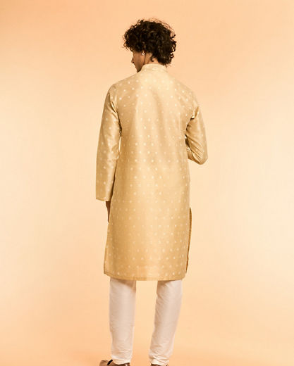 Diwas Men Beige Art Silk Celebration Kurta