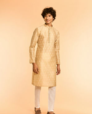 Diwas Men Beige Art Silk Celebration Kurta