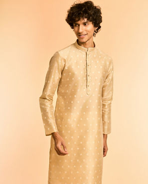 Diwas Men Beige Art Silk Celebration Kurta