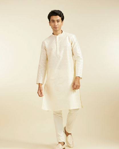Diwas Men Cream Beige Buta Embroidered Kurta with Sequin
