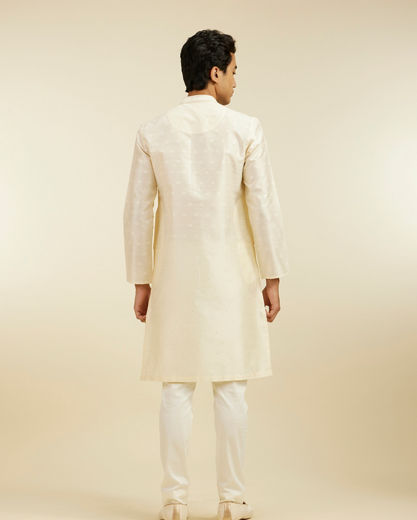 Diwas Men Cream Beige Buta Embroidered Kurta with Sequin