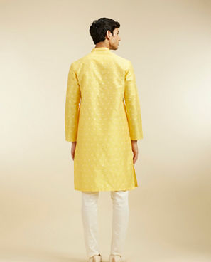 Diwas Men Sunshine Yellow Buta Embroidered Kurta with Sequin