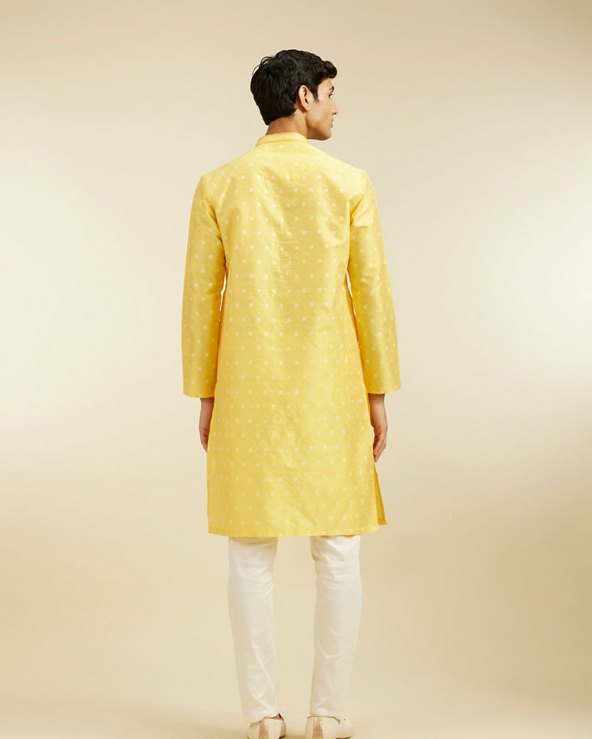 alt message - Diwas Men Sunshine Yellow Buta Kurta with Sequin image number 4