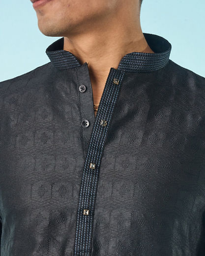 Diwas Men Majestic Black Kurta
