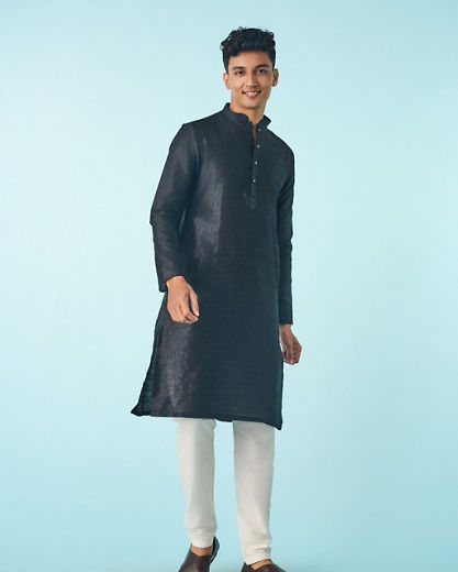 Diwas Men Majestic Black Kurta