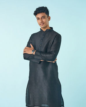 Diwas Men Majestic Black Kurta