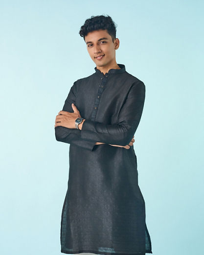 Diwas Men Majestic Black Kurta