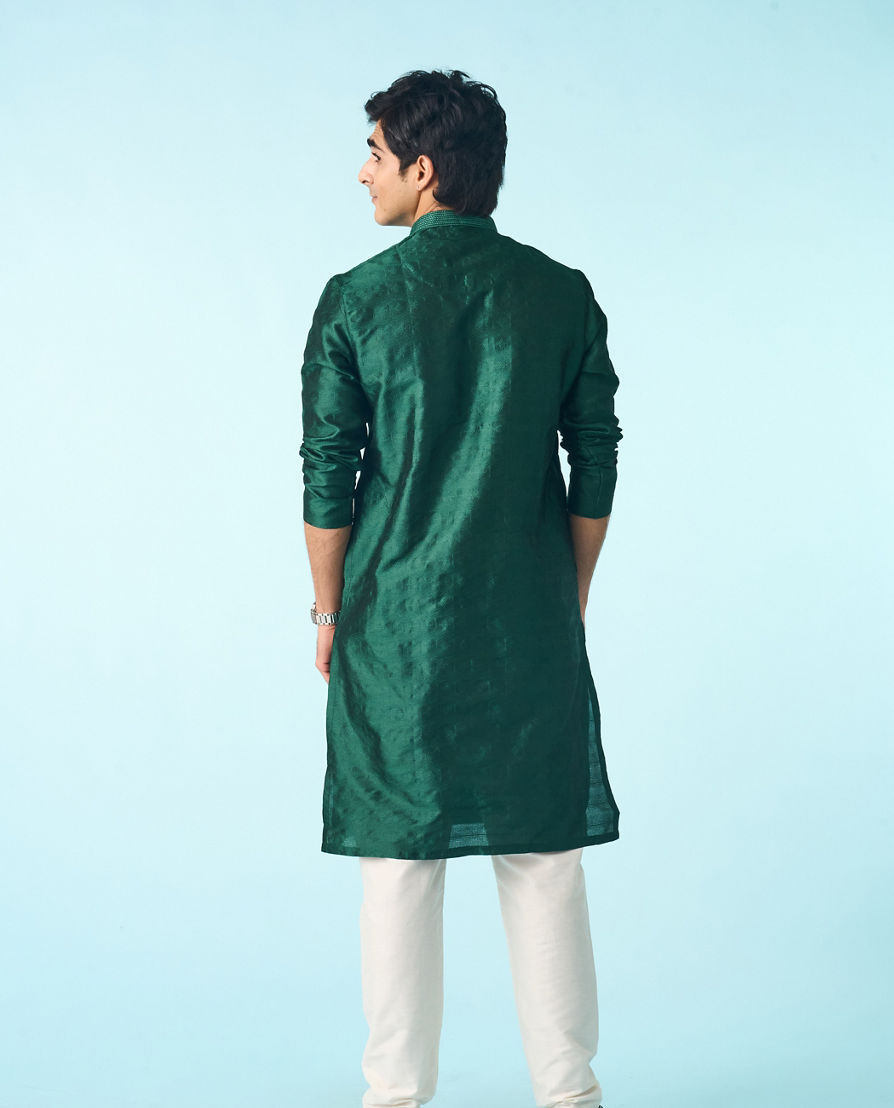 Diwas Men Serene Dark Green Kurta