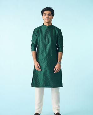 Diwas Men Serene Dark Green Kurta