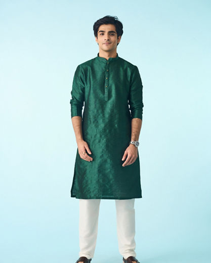Diwas Men Serene Dark Green Kurta