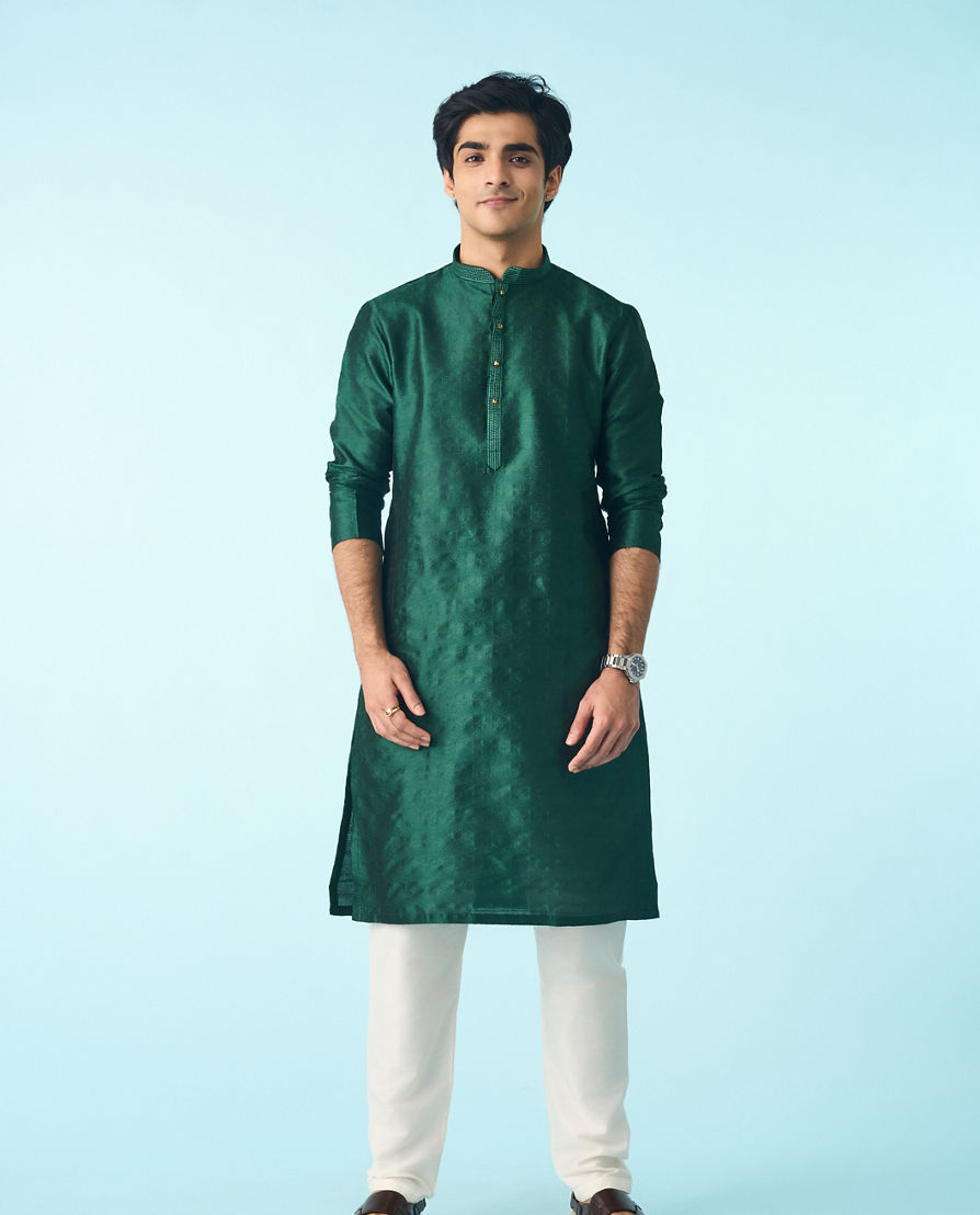 Diwas Men Serene Dark Green Kurta