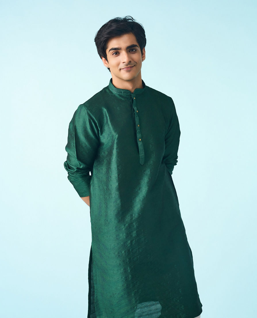 Diwas Men Serene Dark Green Kurta