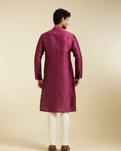 Diwas Men Wine Red Chevron Patterned Kurta