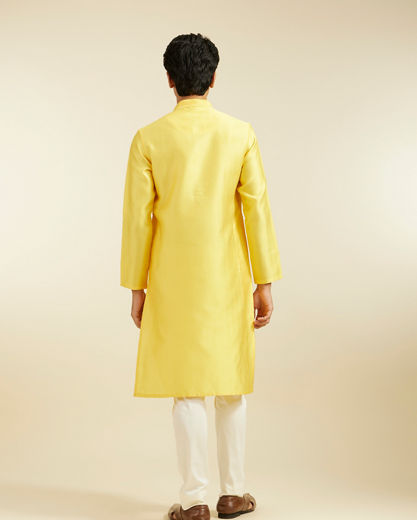 Diwas Men Buttercup Yellow Chevron Patterned Kurta