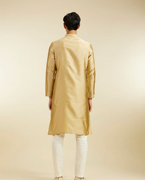 Diwas Men Light Fawn Lattice Patterned Kurta with Sequin Work