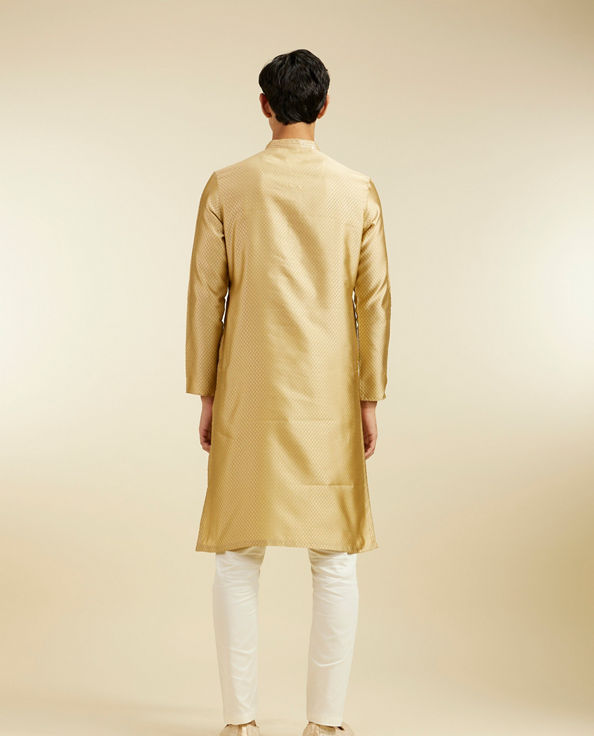 Diwas Men Light Fawn Lattice Patterned Kurta with Sequin Work