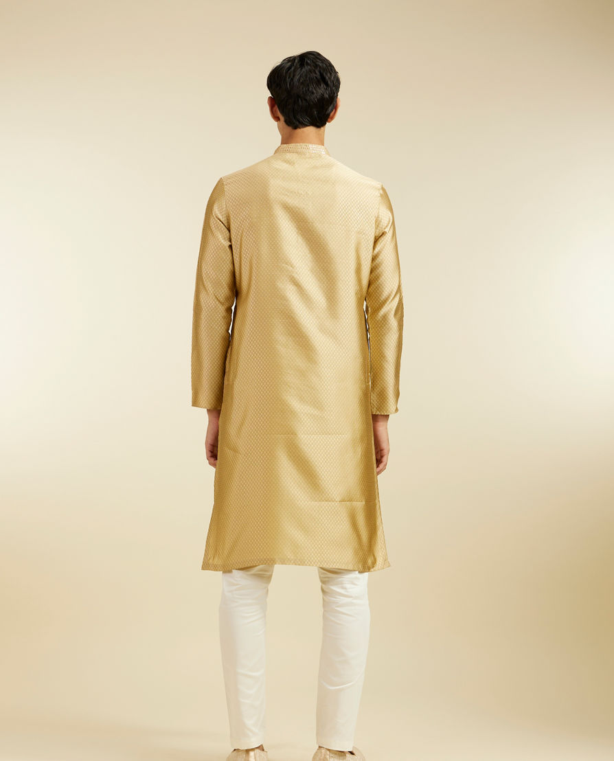 Diwas Men Light Fawn Lattice Patterned Kurta with Sequin Work