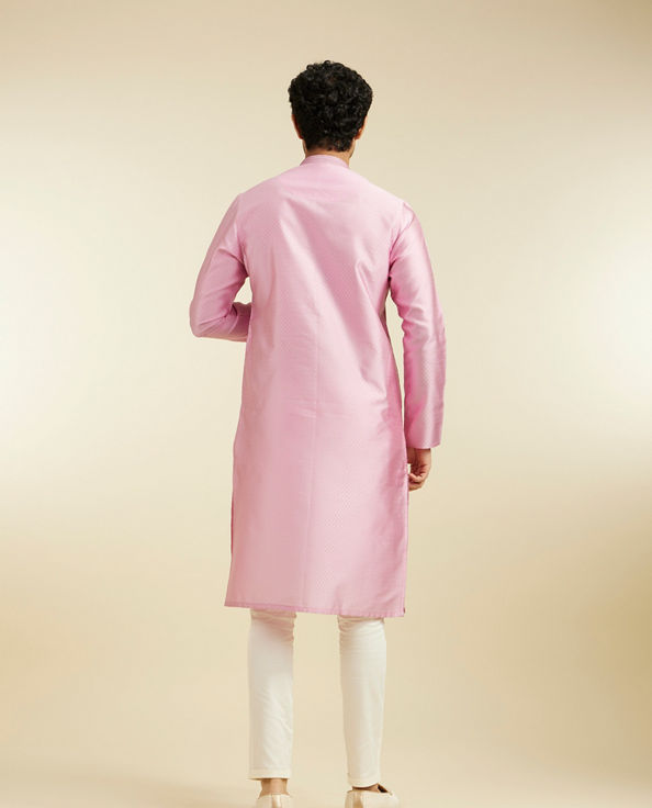 Diwas Men Bubblegum Pink Lattice Patterned Kurta with Sequin Work