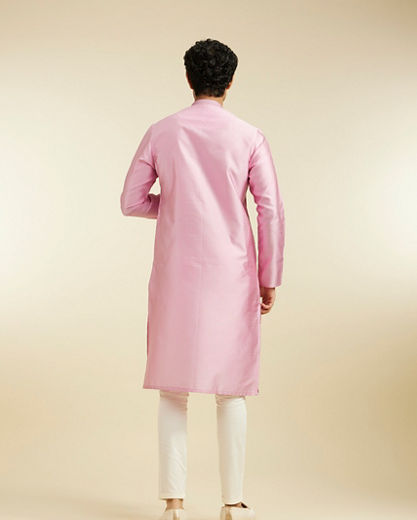 Diwas Men Bubblegum Pink Lattice Patterned Kurta with Sequin Work