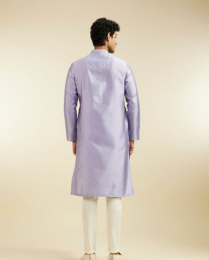 Diwas Men Soft Lilac Lattice Patterned Kurta with Sequin Work