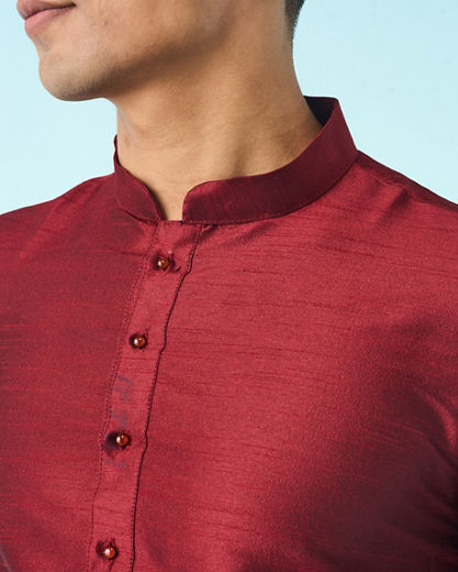 Diwas Men Maroon Art Silk Fancy Kurta