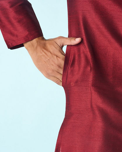 Diwas Men Maroon Art Silk Fancy Kurta