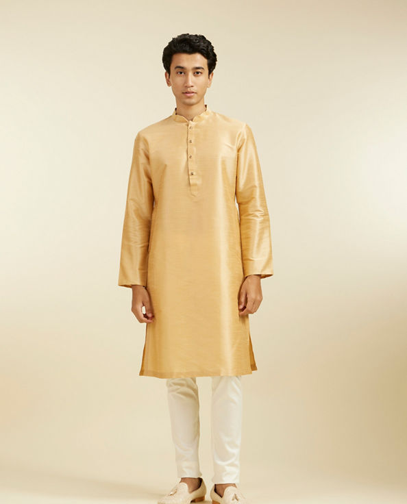 Diwas Men Light Fawn Plain Classic Kurta