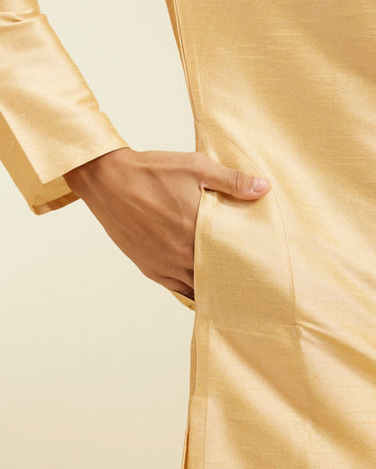 Diwas Men Light Fawn Plain Classic Kurta