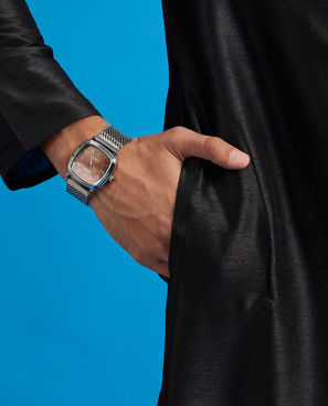 Diwas Men Midnight Black Plain Classic Kurta