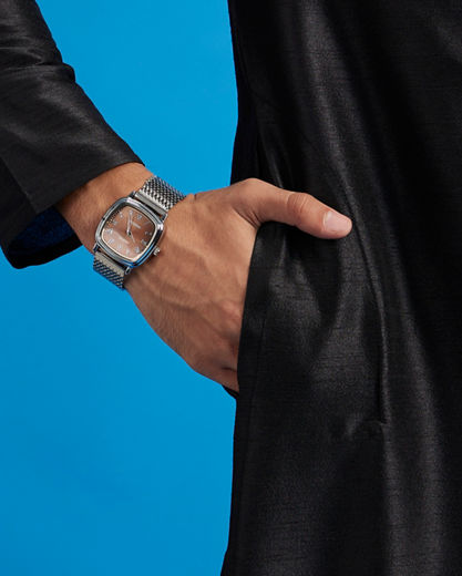 Diwas Men Midnight Black Plain Classic Kurta