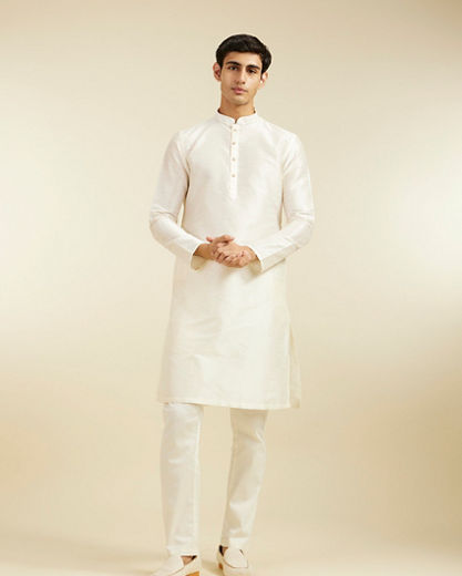 Diwas Men Warm White Plain Classic Kurta
