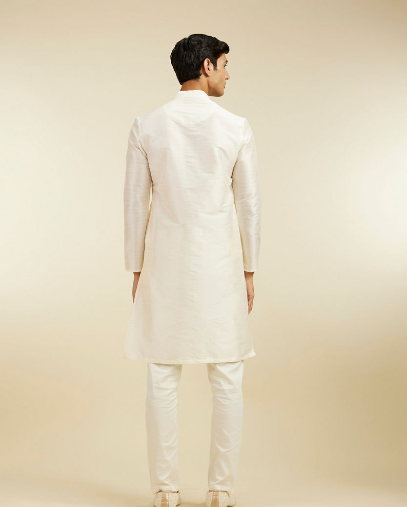 alt message - Diwas Men Warm White Plain Classic Kurta image number 4