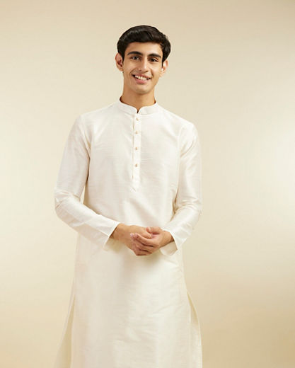 Diwas Men Warm White Plain Classic Kurta