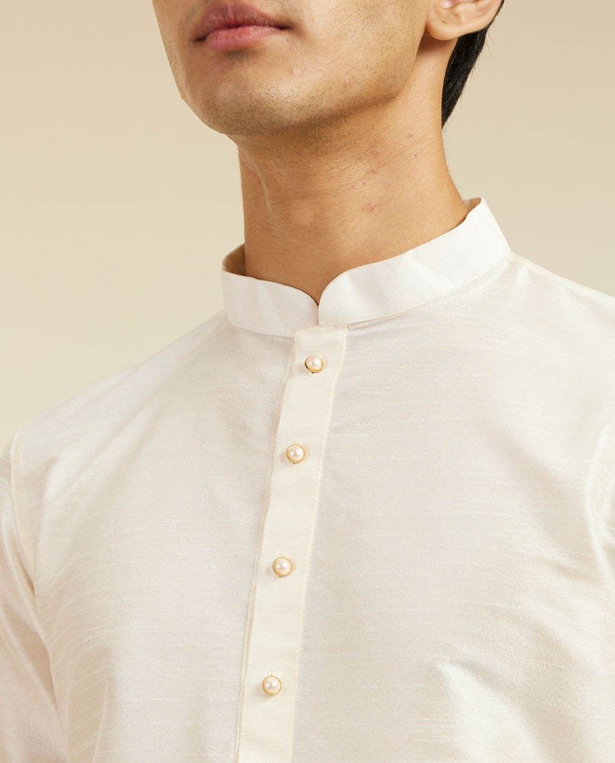Diwas Men Warm White Plain Classic Kurta