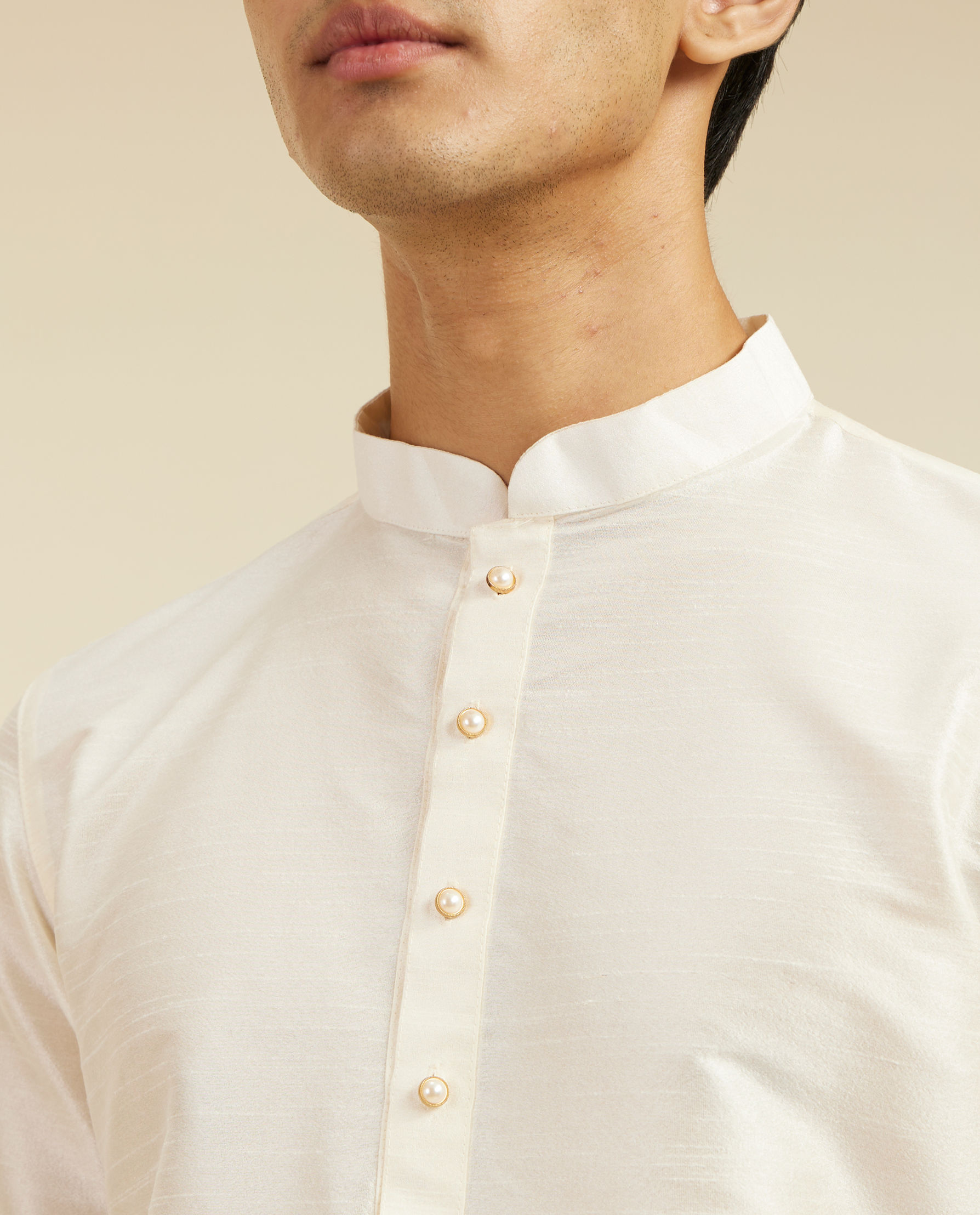 Diwas Men Warm White Plain Classic Kurta