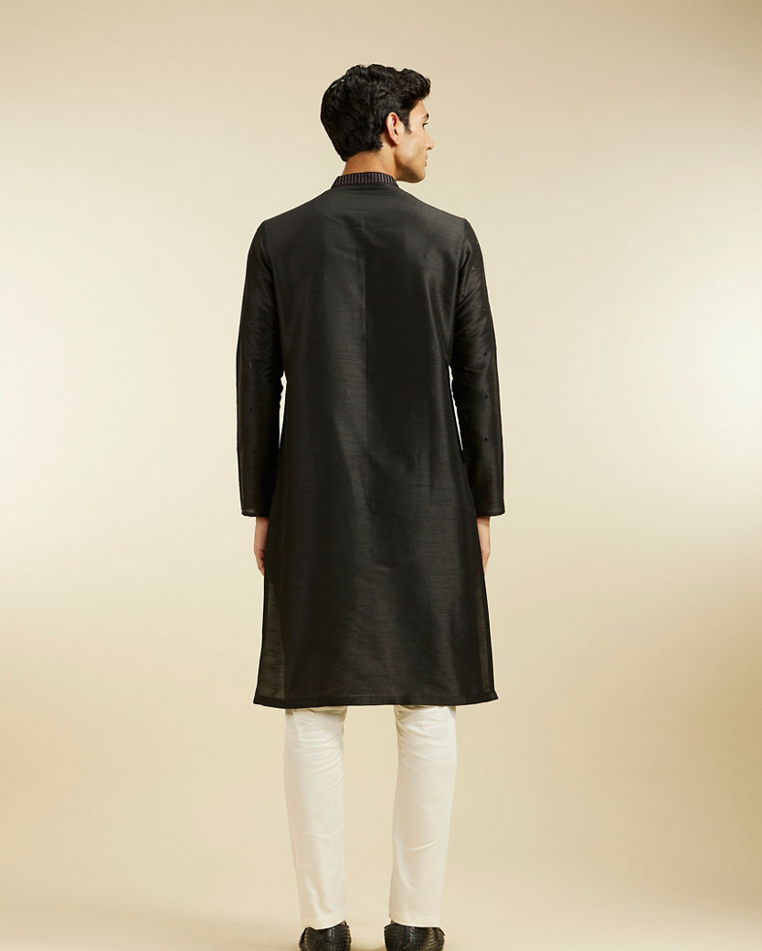 Diwas Men Midnight Black Buta Embroidered Kurta with Sequin Work