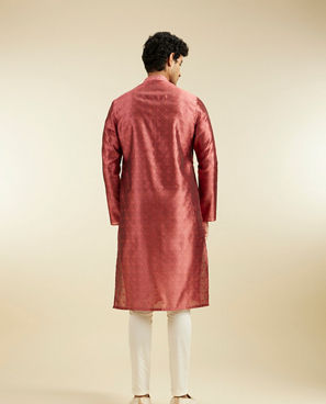 Diwas Men Rust Red Ogee Jaal Patterned Kurta