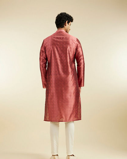 Diwas Men Rust Red Ogee Jaal Patterned Kurta