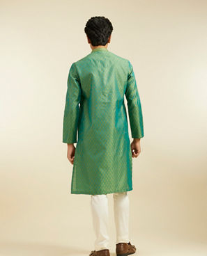 Diwas Men Soft Green Buta Patterned Kurta