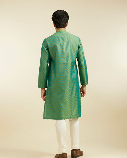 Diwas Men Soft Green Buta Patterned Kurta