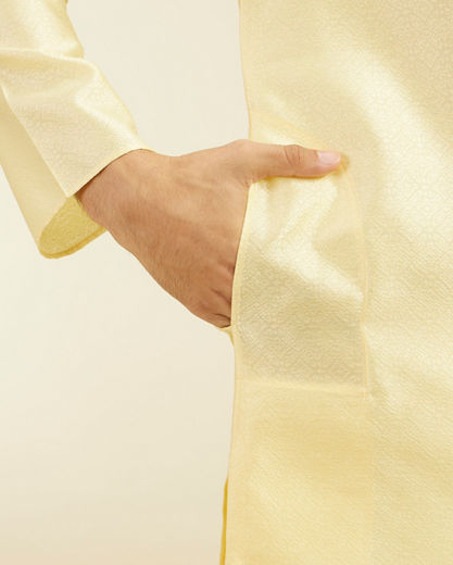 Diwas Men Lemon Yellow Grid Patterned Kurta