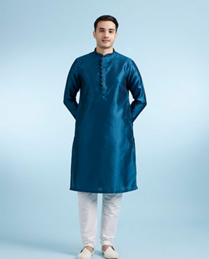 Diwas Men Teal Elegance Kurta